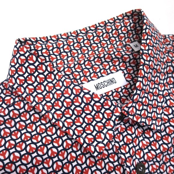 Moschino Other - Moschino Mens Peace Sign Pattern Button Up Shirt Size M